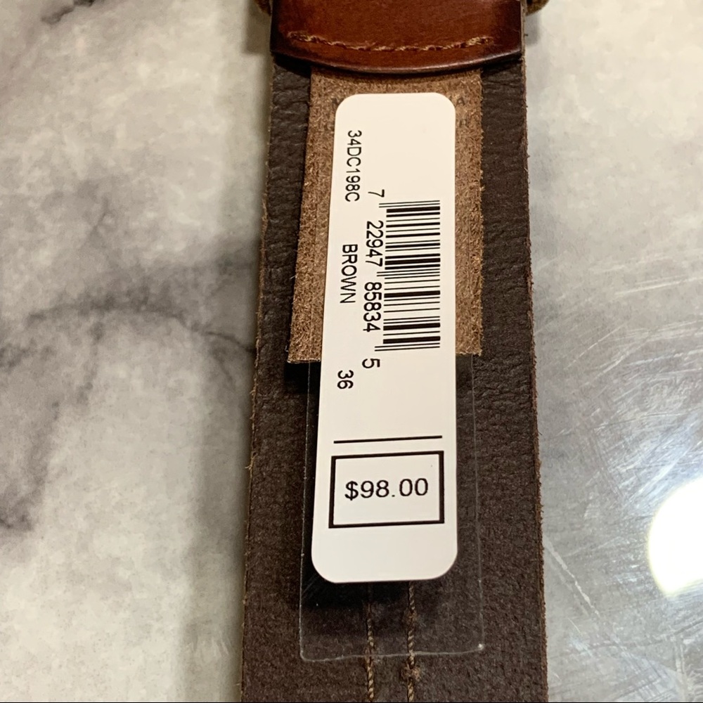 Frye Men’s Genuine Leather Brown Stitched Belt - Picture 12 of 16